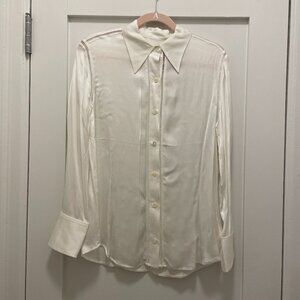 NWT Equipment Ivory Silk Shirt, Cream ecru button-down blouse (small)